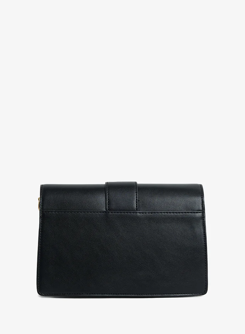 Bcbg HONGYI H933PU  1# BLACK Textured Twist Lock Shoulder Bag for Women | Best Price UAE